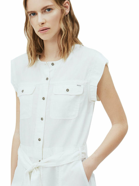 Uli Women's Denim Sleeveless One-piece Suit White
