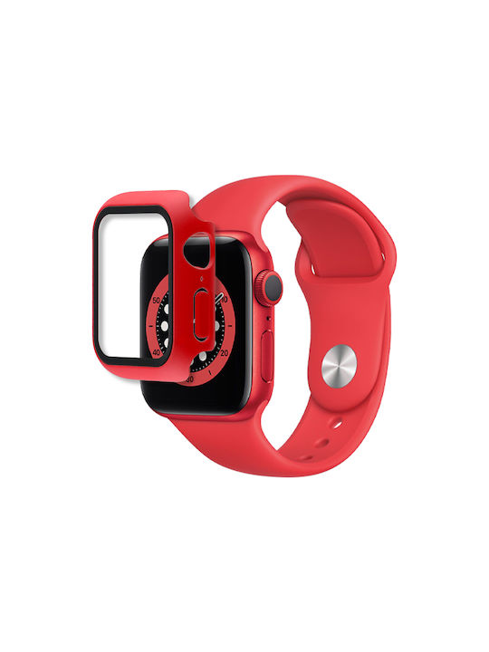 Volte-Tel Edge Cover with Key Пластмасов Калъф със Стъкло в Червен цвят за Apple Watch 40 мм