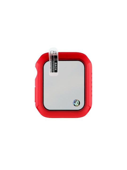Volte-Tel Edge Cover with Key Carcasă de Plastic cu Sticlă în culoarea Roșu pentru Apple Watch 41mm