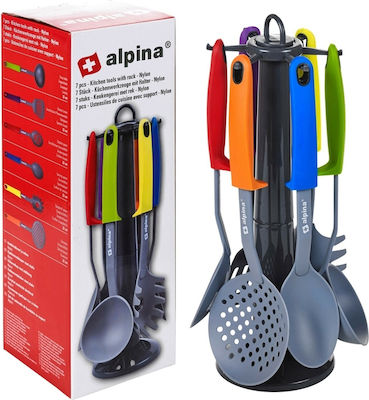 Alpina Plastic Cooking Utensil Set with Base Multicolour 7pcs