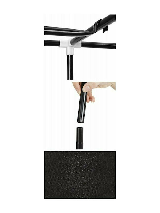 Herzberg Fabric Wardrobe with Zipper and Shelves in Black Color 110x45x175cm