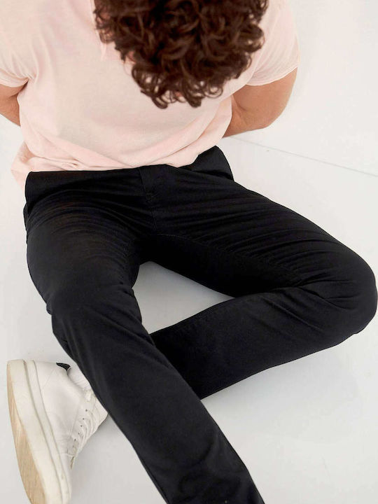 Hose Chino Elastisch in Normaler Passform Schwarz