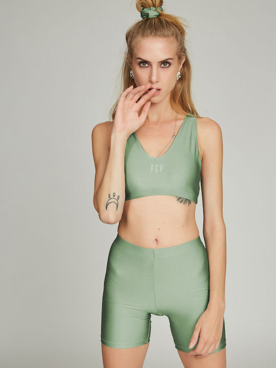 Malou Jacqueline Women's Everyday Legging Shorts Shiny & High Waisted ARMY