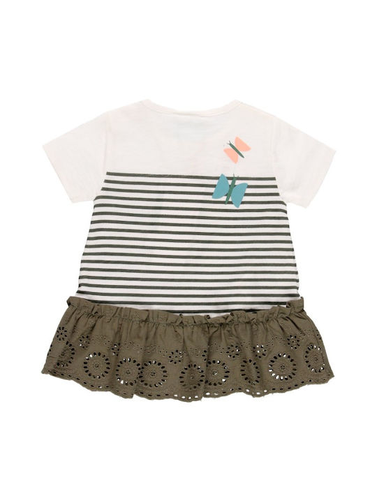 Boboli Kids Dress Striped Short Sleeve White