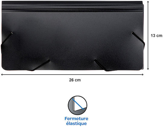 Viquel Clipboard Flexible with 12 plastic sleeves Slides Accordion for Paper A5 Black 1pcs