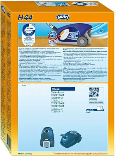Swirl H44 Vacuum Cleaner Bags 4pcs Compatible with Vacuum Cleaner Hoover