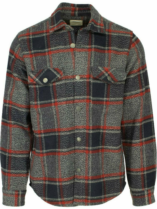 Μακρυμάνικo Φανελένιο Overshirt σε Κανονική Γραμμή Καρό Πολύχρωμο