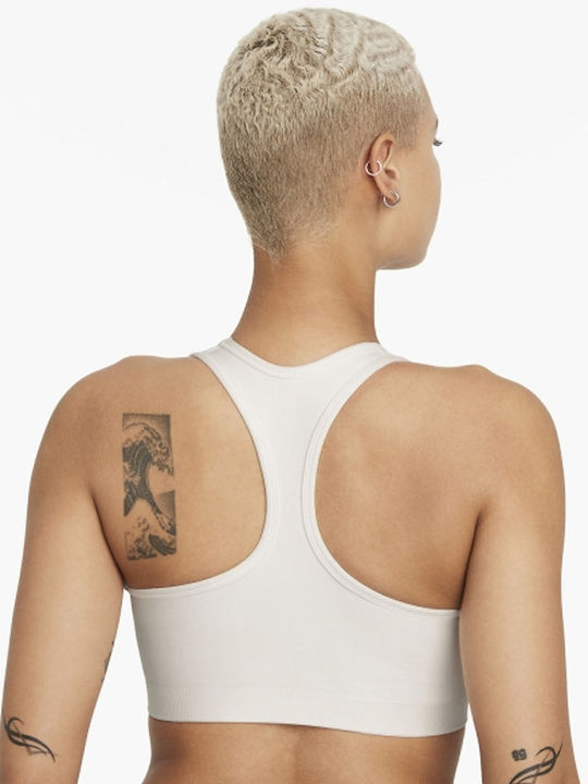 Swoosh Seamless Women's Athletic Sports Bra Beige with Lining
