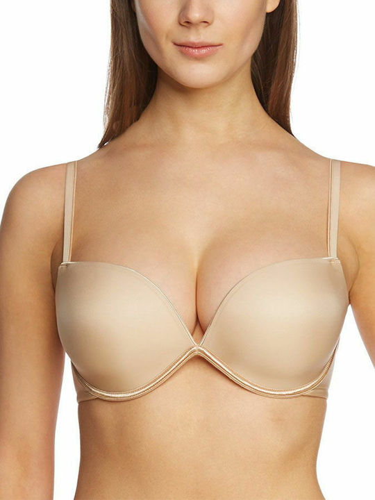 Bej Sutien Push Up cu Baloane
