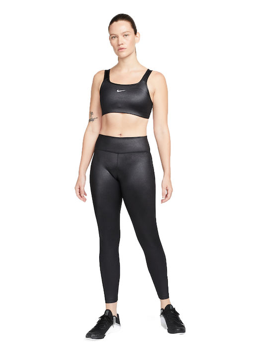 Swoosh Women's Athletic Sports Bra Black with Lining and Removable Padding