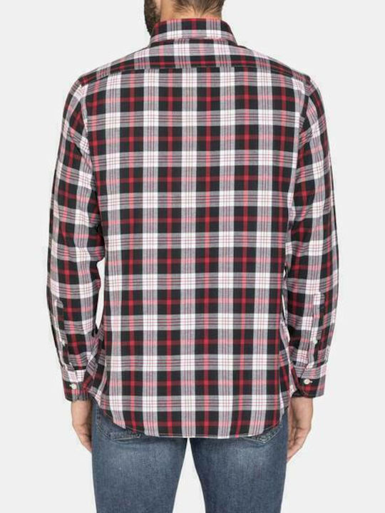 Carrera Jeans Men's Shirt Long Sleeve Cotton Checked Red