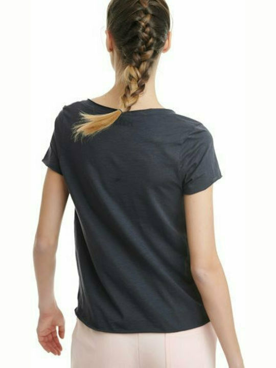 BodyTalk 1211-901628 Femeie Sport Tricou cu Decolteu în V Monocrom Cărbune