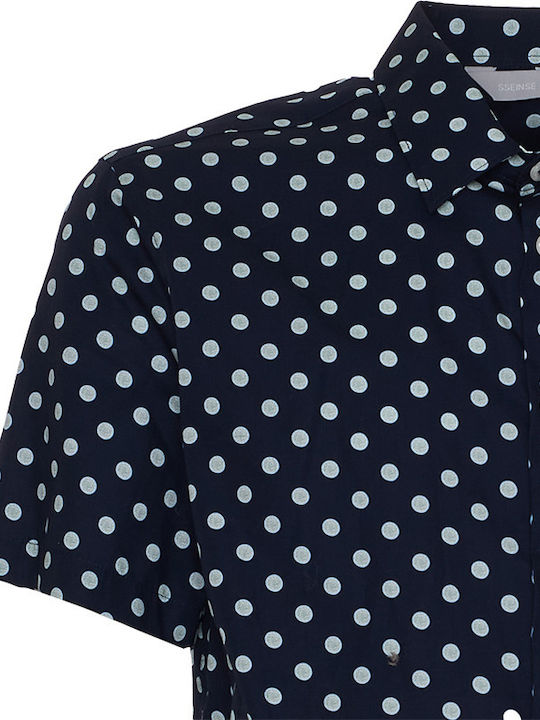 Short-sleeved Shirt Polka Dot Navy Blue