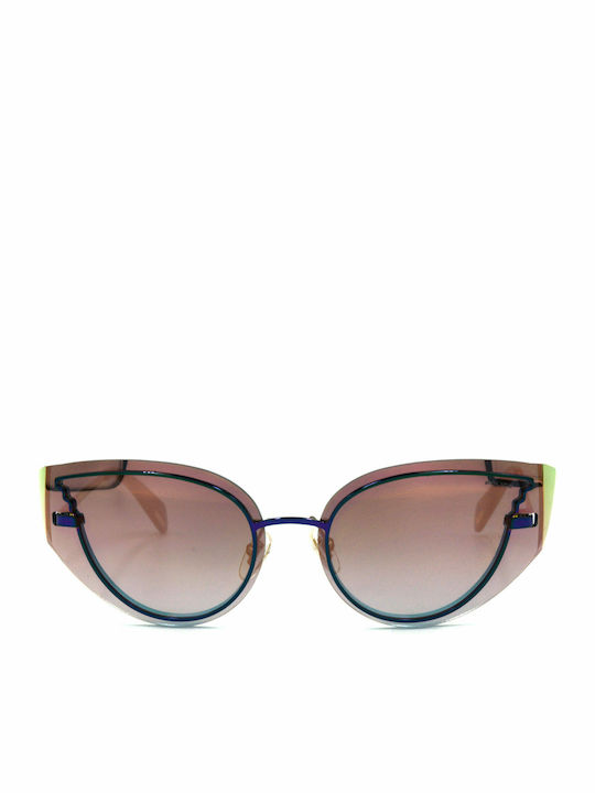 Police Euphoria 1 Women's Sunglasses with Blue Metal Frame and Purple Mirror Lens SPL939 H86X