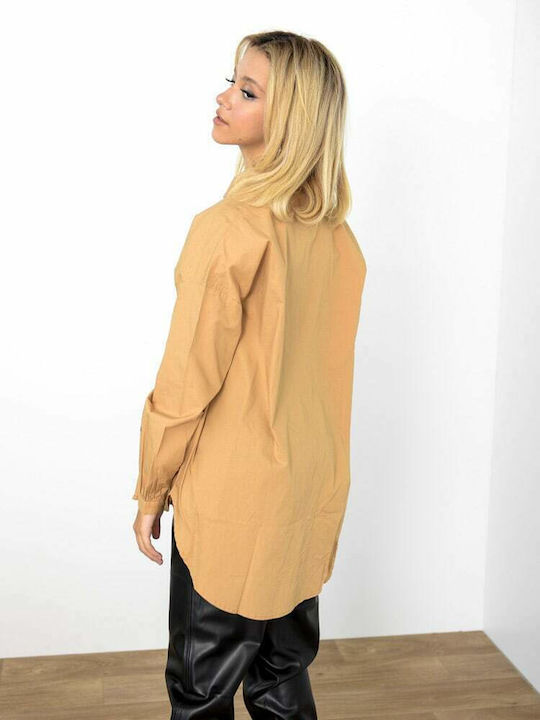 10251953 Women's Monochrome Long Sleeve Shirt Beige