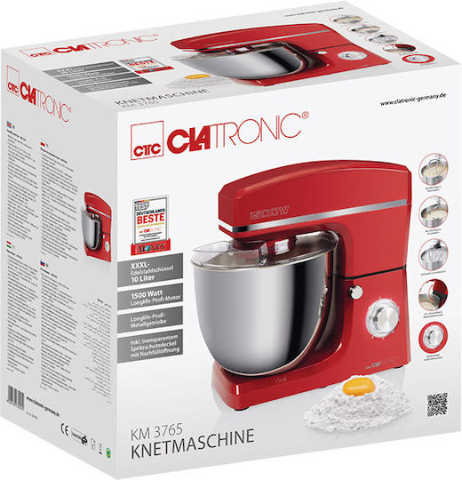 Clatronic KM3765 Stand Mixer 1500W with Stainless Mixing Bowl 10lt