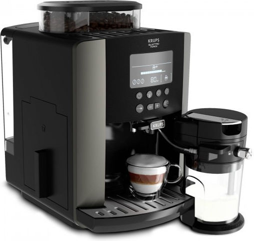 Krups Arabica Latte Quattro Force Автоматична Еспресо Кафемашина 1450W Налягане 15bar за Cappuccino с Мелачка Сив EA819E10