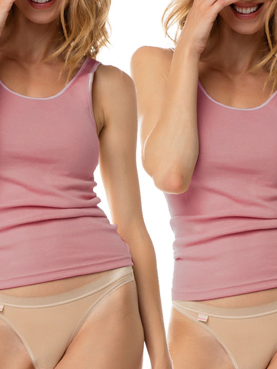 Women's Sleeveless Cotton T-Shirt Pink 2Pack