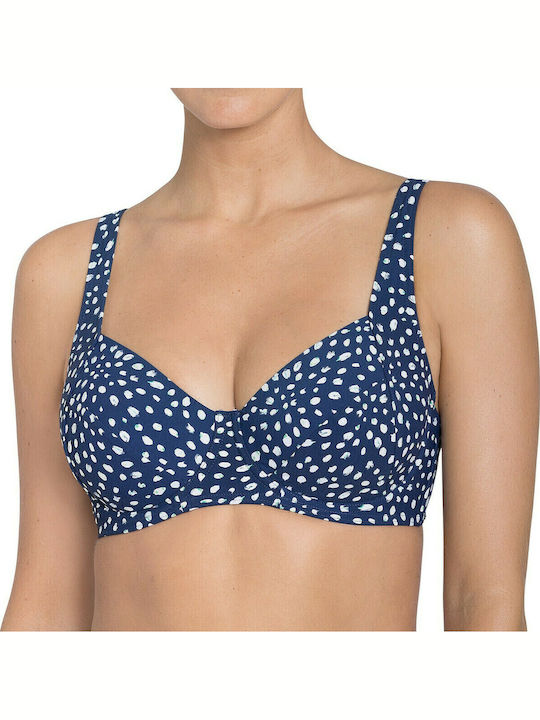 Painted Leaves Bikini Sutien Albastru marin