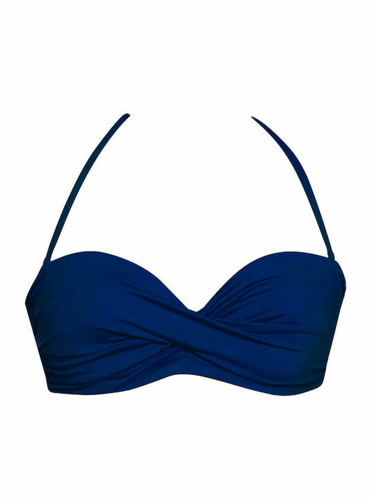 Trägerloses Bikinioberteil D Becher Marineblau