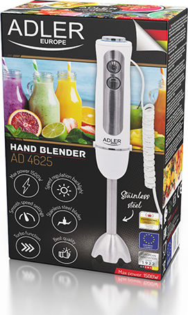 Adler Blender De Mână Cu Tijă Din Inox 1500W Alb
