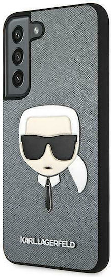 Karl Lagerfeld Saffiano Ikonik Karl`s Head Back Cover Plastic Silver (Galaxy S22+) KLHCS22MSAKHSL