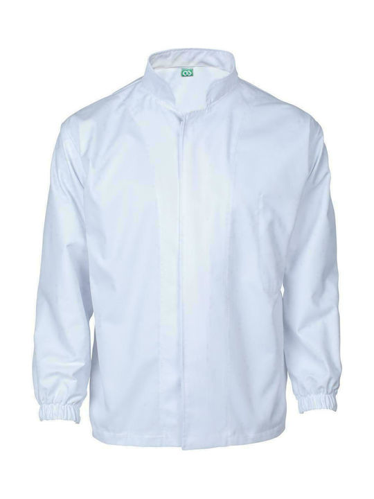 STOP HACCP Herren Langarm Jacke Arbeit Weiß mit Gummi