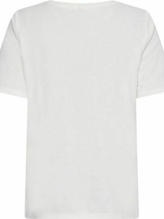 Tommy Hilfiger Γυναικείο T-shirt Μπεζ με Στάμπα