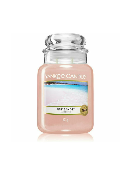 Candela Yankee candle pink sands 623gr rosa in cera stile Yankee candle