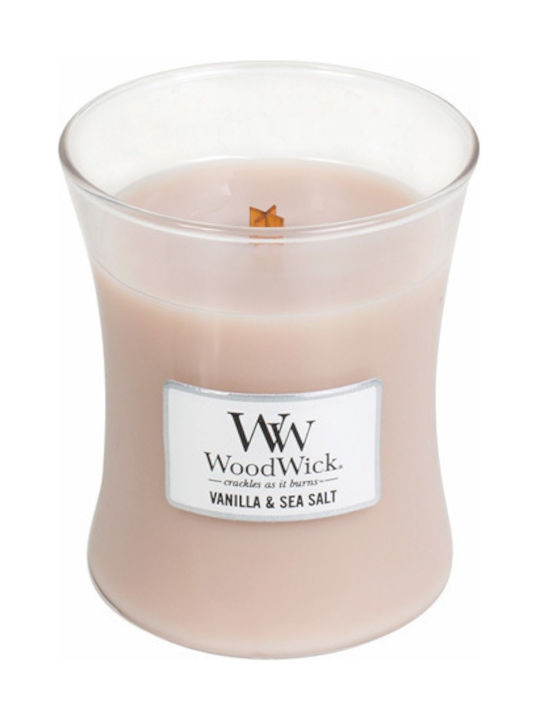 WoodWick Duftkerze Gefäß mit Duft Vanille & Meersalz Rosa 609.5gr 1Stück