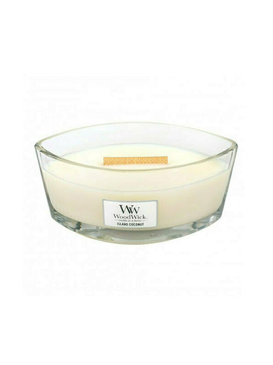 WoodWick Lumânare Aromată Borcan cu Aromă Insula de nucă de cocos Alb 453.6gr 1buc