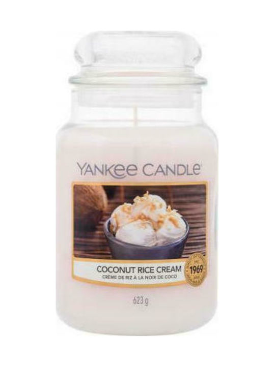 Yankee Candle Lumânare Aromată Borcan cu Aromă Cremă de orez cu nucă de cocos Alb 623gr 1buc