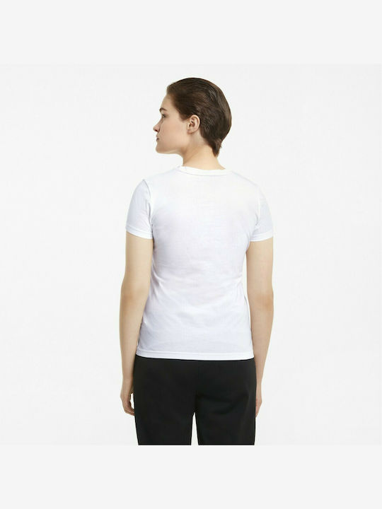 Puma Essentials Αθλητικό Γυναικείο T-shirt Λευκό με Στάμπα