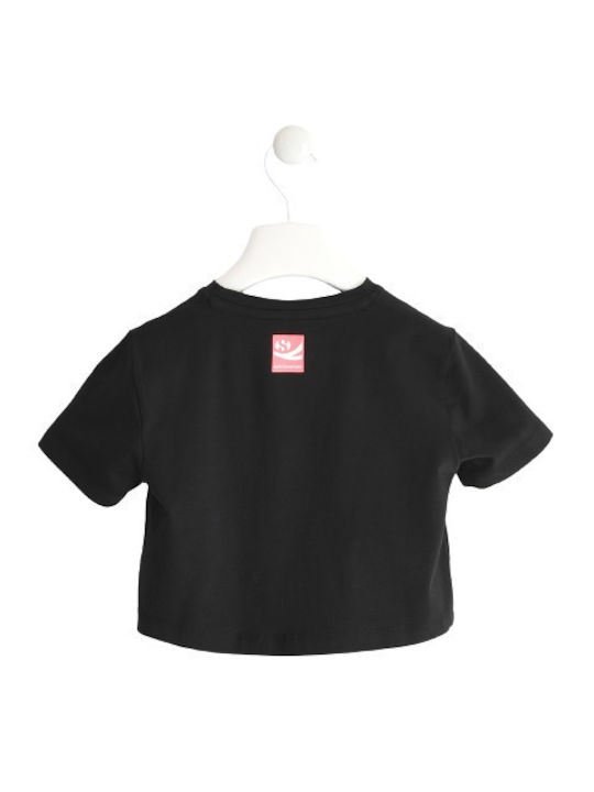 Superga Crop Top pentru copii Cu mâneci scurte Negru