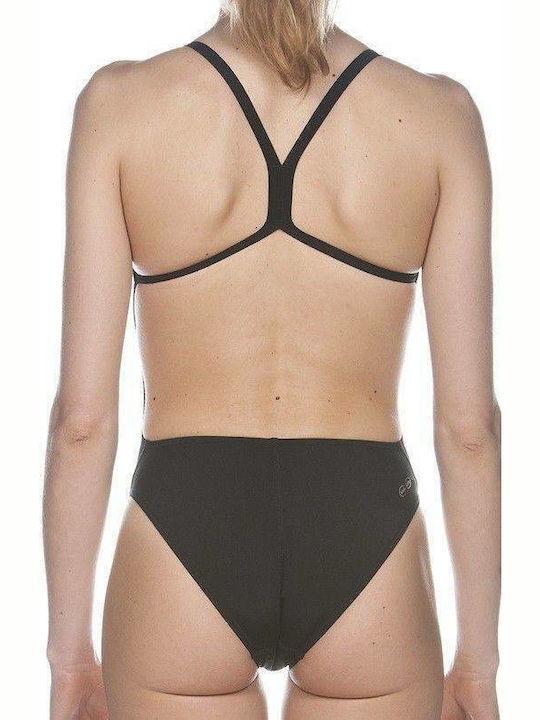 Solid Lightech High Athletic One-Piece Swimsuit Black