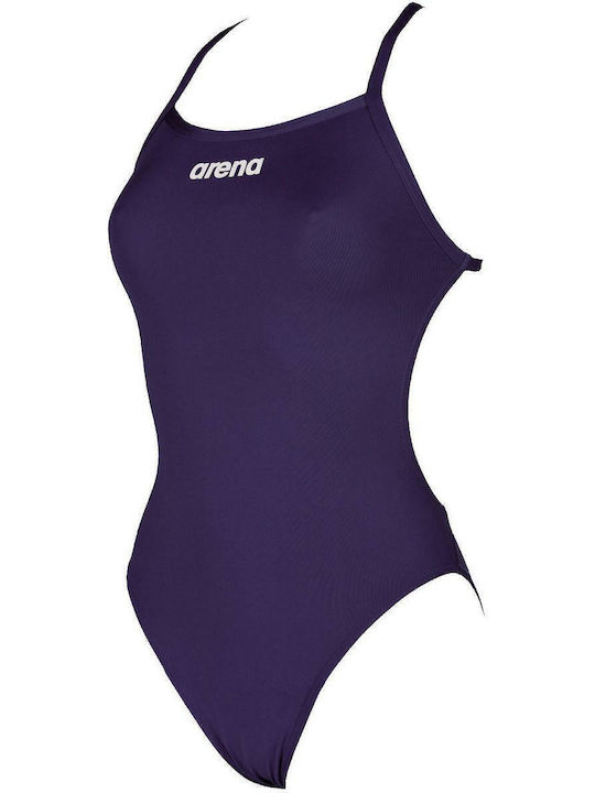 Solid Lightech High Athletic One-Piece Swimsuit Navy Blue