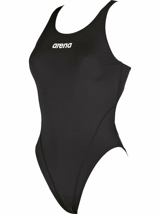 Solid Swim Tech High Athletic One-Piece Swimsuit Black