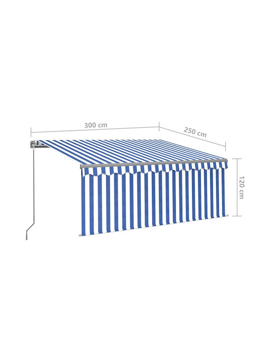 vidaXL Terrace Wall Tent Μπλε / Λευκό 3x2.5cm