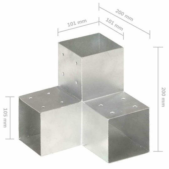 vidaXL Σύνδεσμος για Πέργκολα Γαλβανιζέ 10.1x10.1cm 4τμχ Σχήμα Υ
