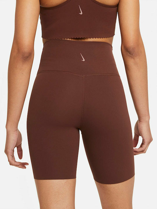 Nike Dri-Fit Luxe Yoga Frauen Kurze Hosen Leggings Hochgeschnitten Braun