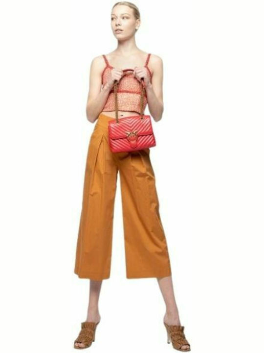Teso 4 Femei Talie înaltă Din material textil Pantaloni cu elastic Evazați Portocalie