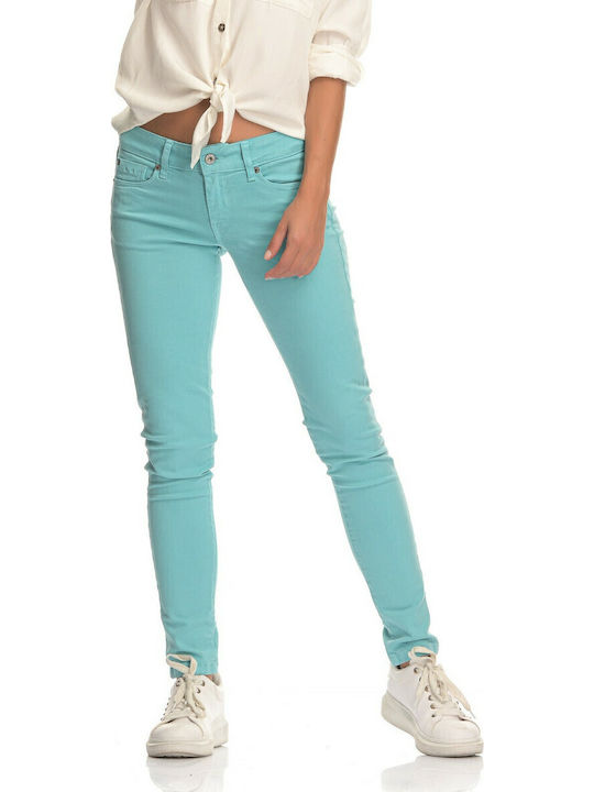 Soho Women's Fabric Trousers Slim Fit Turquoise