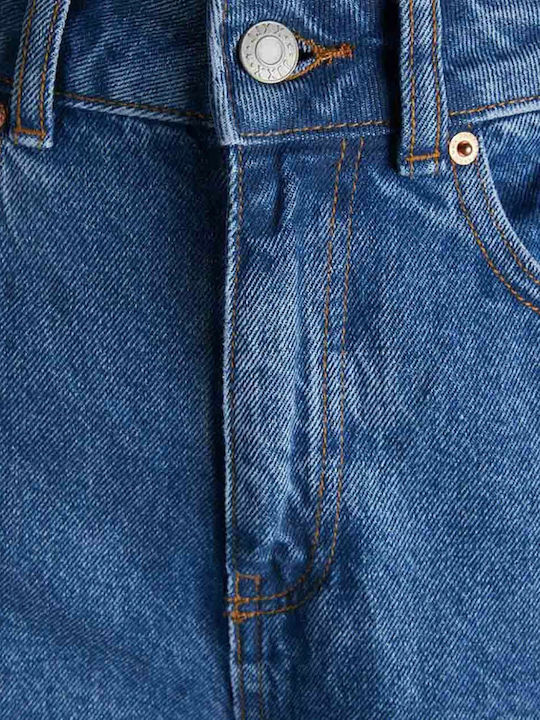 High Waist Women's Jean Trousers in Mom Fit Medium Blue Denim