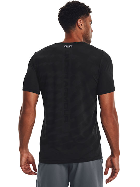 Under Armour Seamless Radial Ανδρικό T-shirt Black / Mod Gray με Λογότυπο