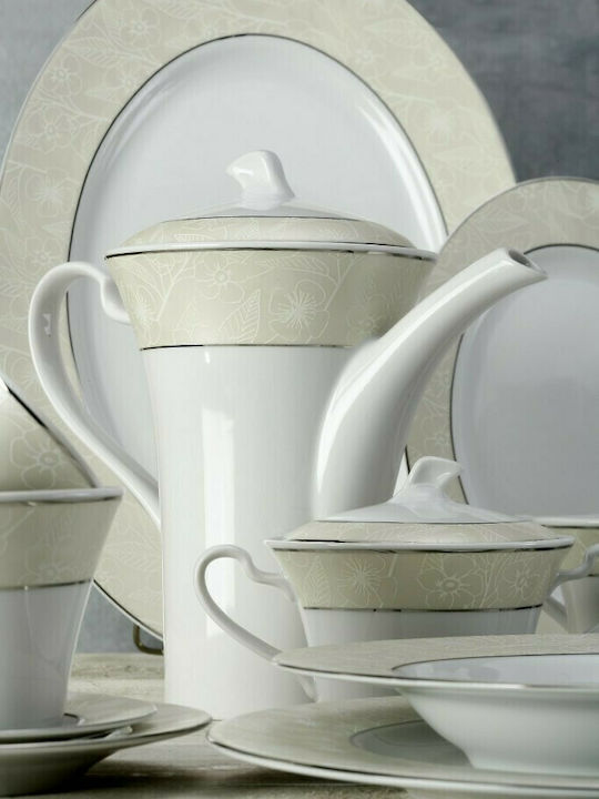 Έμφαση Κλεοπάτρα Tea Set with Cup Porcelain Beige 27pcs