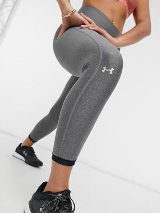 Heat Gear Leggings Pentru Alergare Colanți Cropped De Strângere Lucios Gri