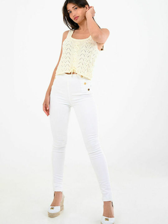 Women's Summer Crop Top Cotton with Straps Cream