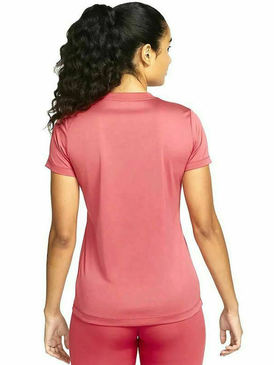 Nike Women's Short Sleeve Sport Blouse Ροζ AQ3210-622