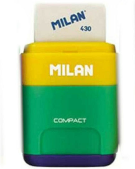 Milan Plastic Double Sharpener with Eraser (Μiscellaneous Designs/Colours) 1pcs