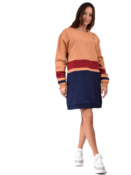Carmine Sweatshirt Dress Mini Athletic Dress Long Sleeve Beige